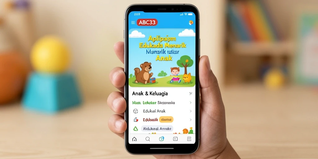 Screenshot aplikasi ABC33 menampilkan tampilan antarmuka yang menarik dan interaktif.