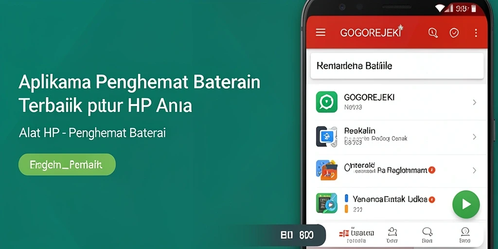 Tampilan antarmuka GOGOREJEKI yang intuitif dan fungsional untuk penghemat baterai.