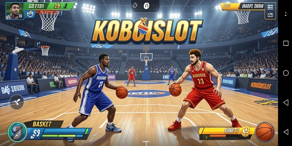 Tampilan antarmuka KOBOISLOT dengan elemen permainan Basket yang menarik.