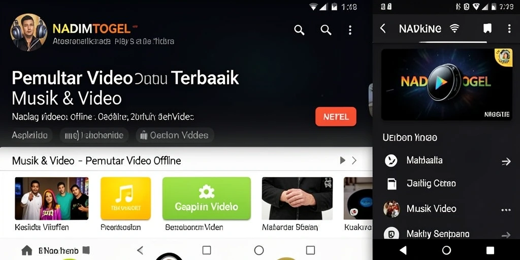 Antarmuka NADIMTOGEL yang menarik saat memutar video offline.