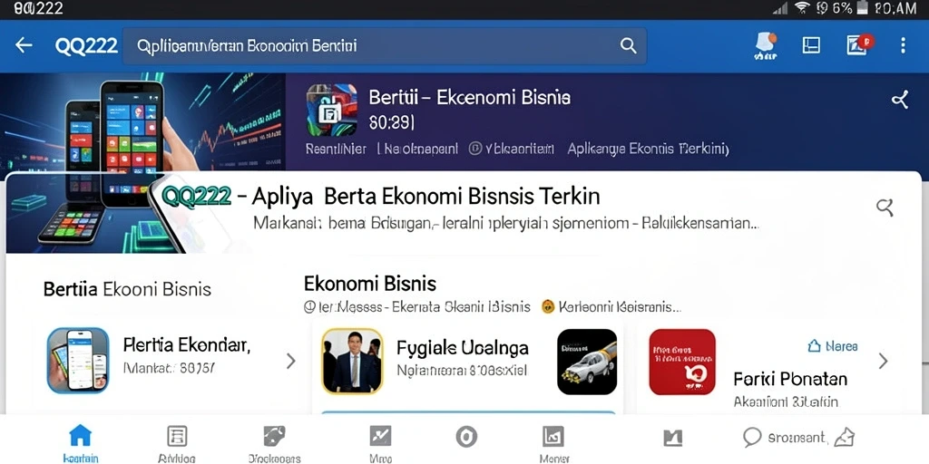 Tampilan utama QQ222 dengan berita ekonomi dan bisnis terkini.