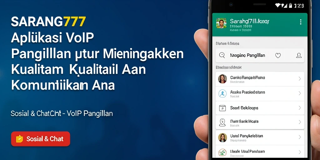 Screenshot utama SARANG777 menampilkan antarmuka pengguna aplikasi VoIP Panggilan.