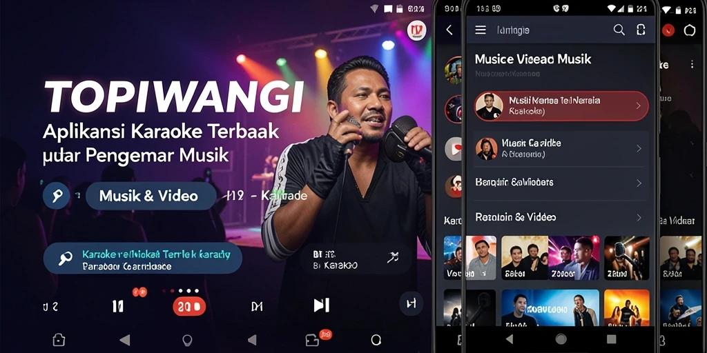 Tampilan antarmuka aplikasi <strong>TOPIWANGI</strong> yang menarik untuk Karaoke.