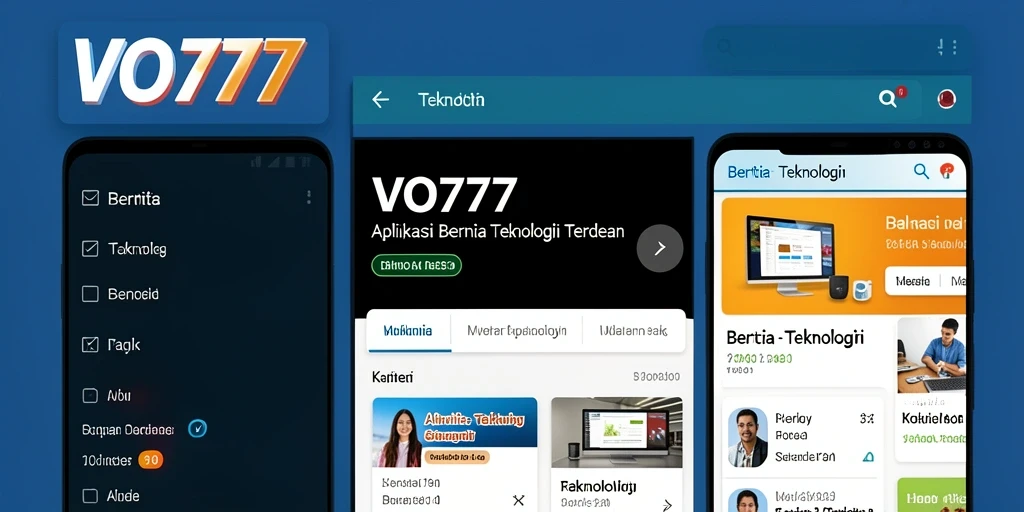 Screenshot antarmuka aplikasi VO777 menampilkan berita teknologi terkini.